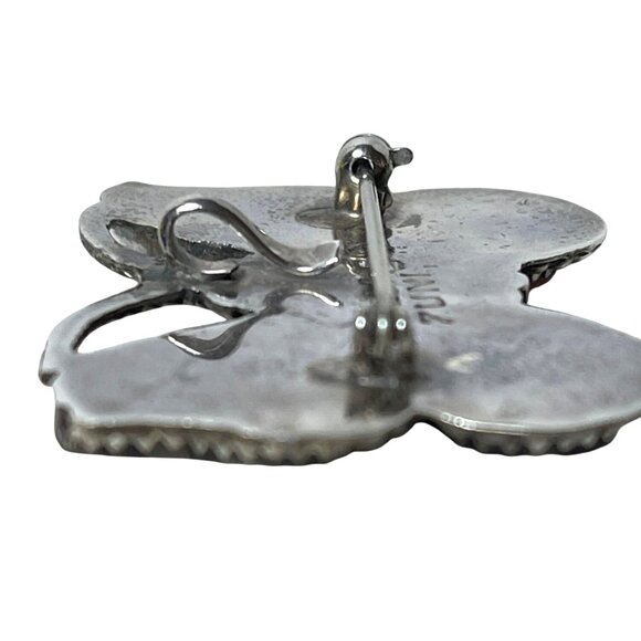 Zuni Native American Inlay Gemstones Butterfly Pin Brooch Pendant Signed Silver - Picture 9 of 13